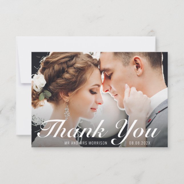 script text wedding thank you photo card (Front)