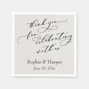 Script Thank You for Celebrating with Us Grey Napkin