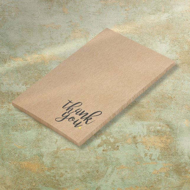 Script Thank You Gold Love Heart Rustic Kraft Post-it Notes (Script Thank You Gold Love Heart Rustic Kraft Post-it Notes)