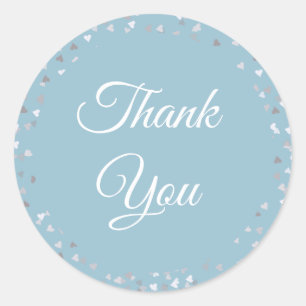 Script Thank You Love Hearts Confetti Classic Round Sticker