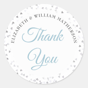 Script Thank You Love Hearts Confetti Classic Round Sticker