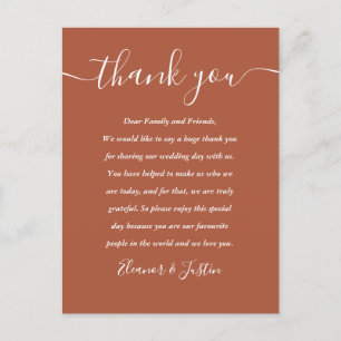 Script Thank You Terracotta Wedding Place Card