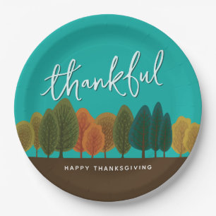 Script Thankful Thanksgiving Dinner Personalised Paper Plate