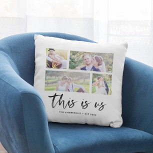 Script This is Us Family Name Photo Collage Cushion