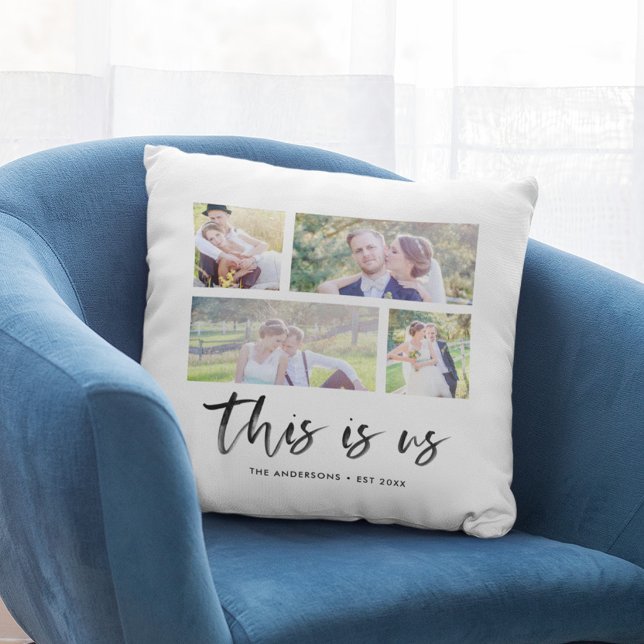 Script This is Us Family Name Photo Collage Cushion (Creator Uploaded)