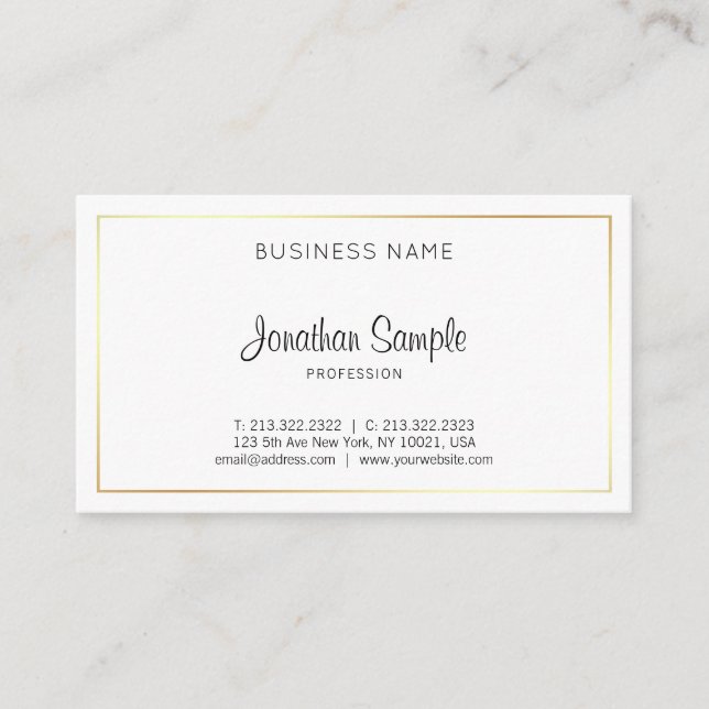 Script Trendy Design Elegant Plain Modern Luxury Business Card (Front)