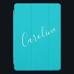 Script Turquoise Solid Colour Personalised Name iPad Pro Cover<br><div class="desc">Cute Script Turquoise Solid Colour Personalised Name iPad Pro Cover</div>