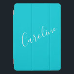 Script Turquoise Solid Colour Personalised Name iPad Pro Cover<br><div class="desc">Cute Script Turquoise Solid Colour Personalised Name iPad Pro Cover</div>