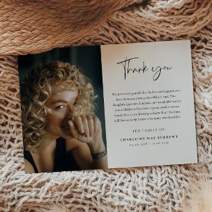 Script Typography Custom Photo & Message Sympathy Thank You Card