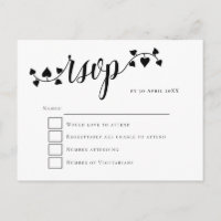 Script typography hearts Swashes Wedding RSVP