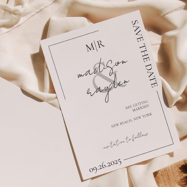 Script Typography Monogram Wedding Save The Date Magnetic Invitation (Creator Uploaded)