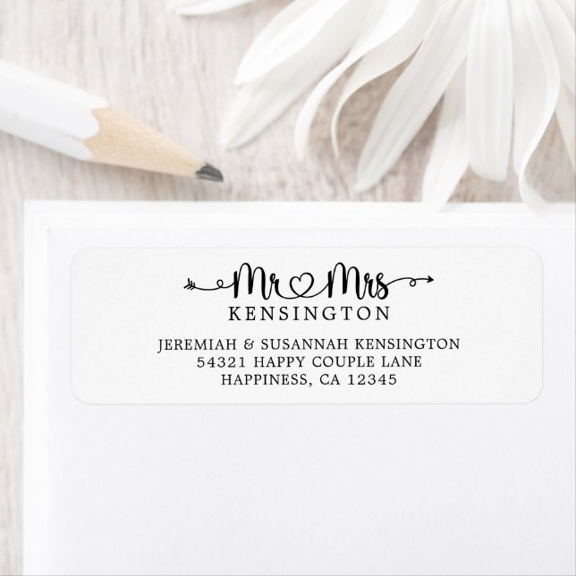 Script Typography Mr Mrs Wedding Return Address (Insitu)
