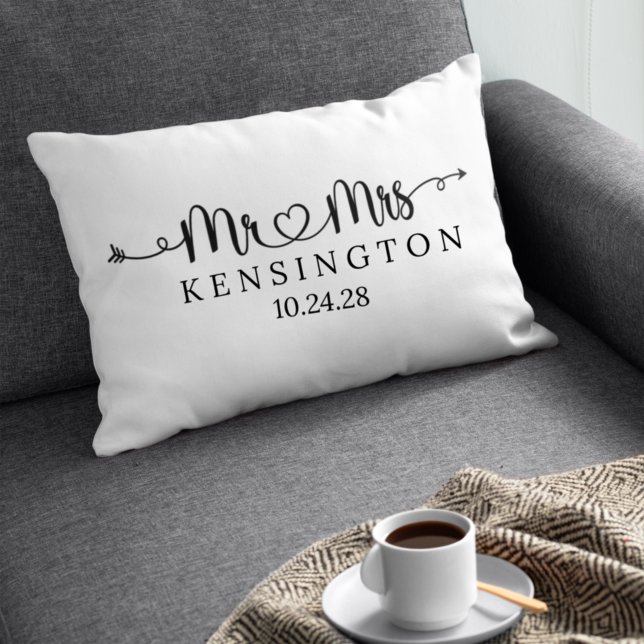 Script Typography Personalised Mr Mrs Wedding Decorative Cushion (Creator Uploaded)