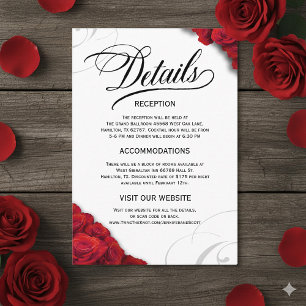 Script Typography Red Roses Details  Enclosure Card