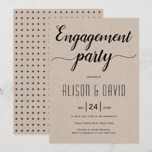 Script typography rustic wedding engagement party  invitation