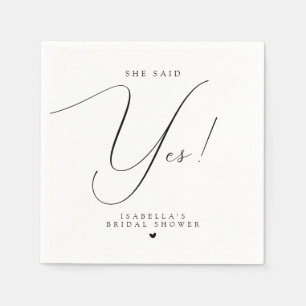 Script Typography She Said Yes Bridal Shower Napkin