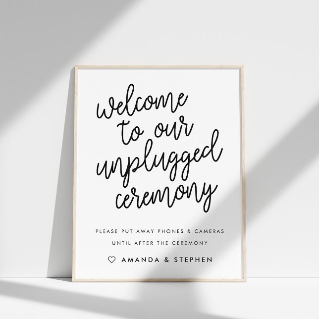 Script Typography Unplugged Wedding Ceremony Sign (Creator Uploaded)