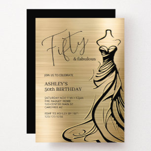Script Typograpy Fifty & Fabulous Birthday Invitation