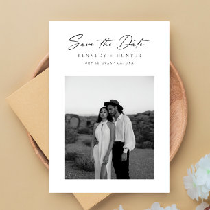 Script Ultra Modern Minimal Photo Wedding Save The Date