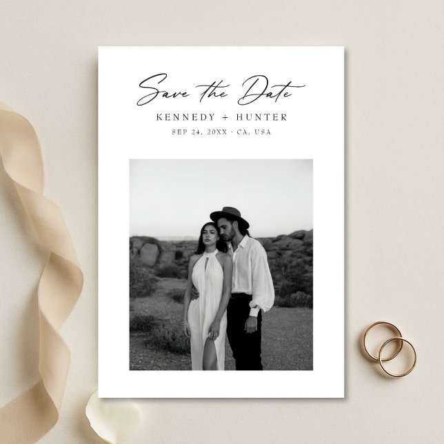 Script Ultra Modern Minimal Photo Wedding Save The Date (Creator Uploaded)