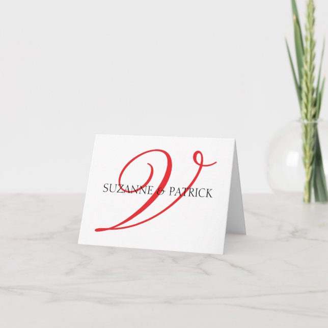 Script V Monogram Notecard (Red / Black) (Front)