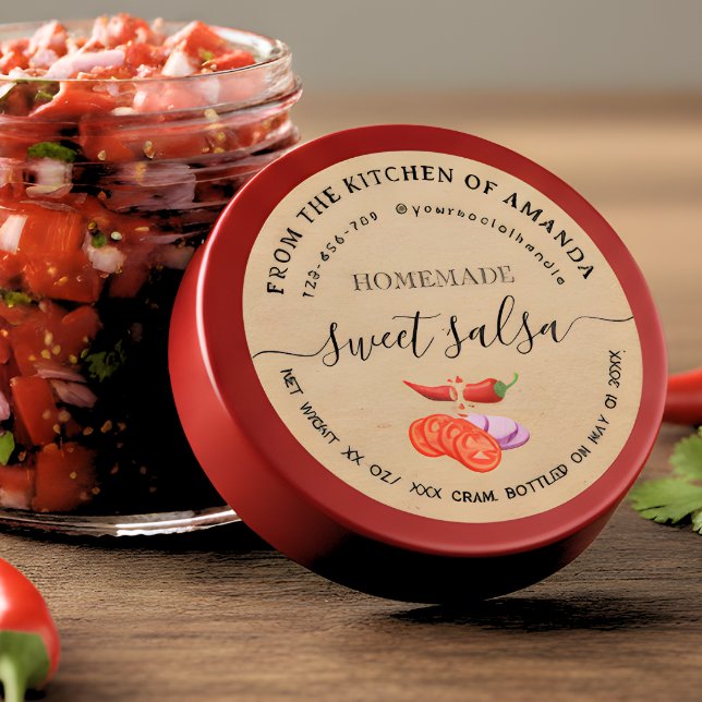 Script Vintage Kraft Homemade Tomato Salsa Label  (Creator Uploaded)