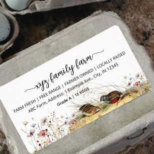 Script Watercolor Farm Quail Egg Carton Label