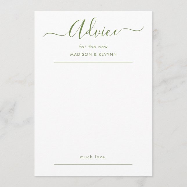 Script Wedding Advice Card (Front)