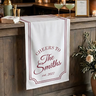 Script Wedding Bar Sign Burgundy Name Banner