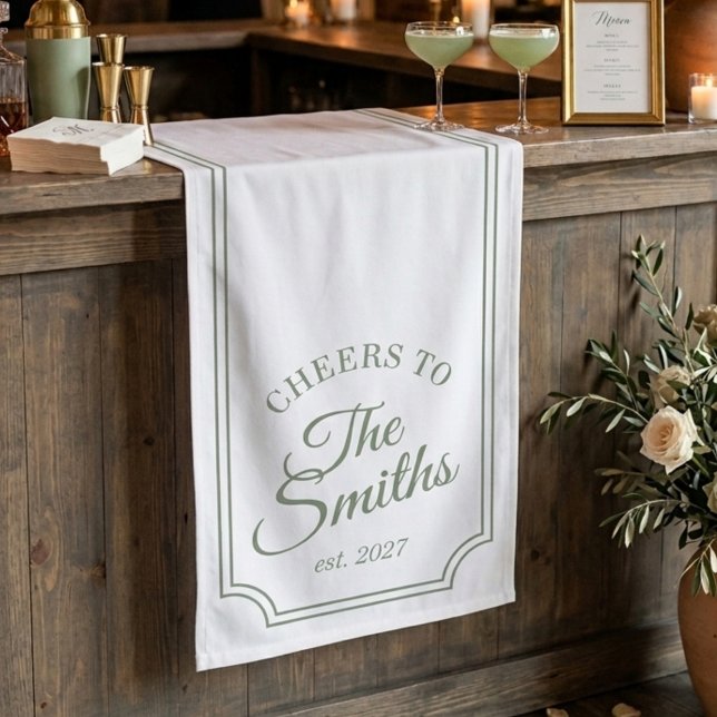Script Wedding Bar Sign Sage Green Name Banner (Creator Uploaded)