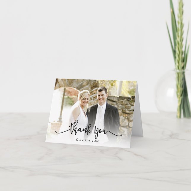 Script Wedding Personailzed Photo Thank You Note (Front)