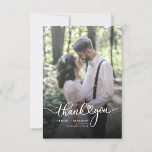 Script Wedding Photo Hand-Lettered Thank You Card