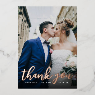 Script Wedding Photo Thank You Foil Invitation