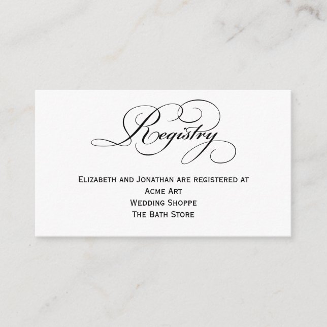 Script Wedding Registry Information Card (Front)