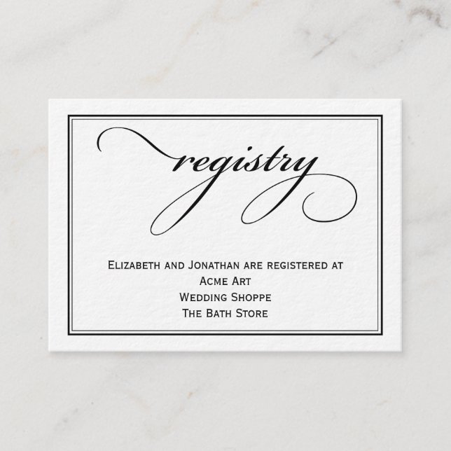 Script Wedding Registry Information Card (Front)