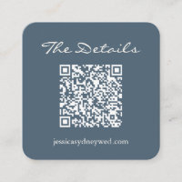 Script Wedding RSVP Details QR Code Dark Blue