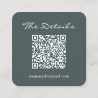 Script Wedding RSVP Details QR Code Dark Teal
