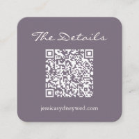 Script Wedding RSVP Details QR Code Dusty Purple