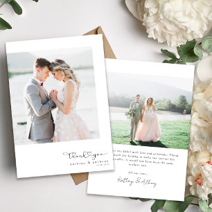 Script Wedding Thank You Card with Photos