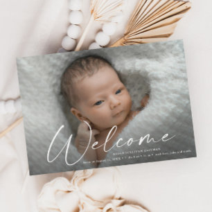 Script Welcome Baby Photo Birth Announcement