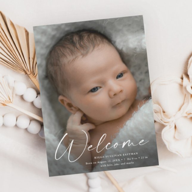 Script Welcome Baby Photo Birth Announcement (Creator Uploaded)