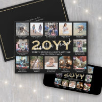 Script What a Year! 12 Photo Collage Black & Gold