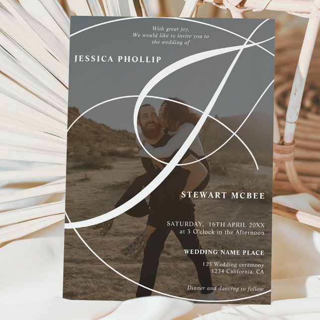 Script white 2 photo calligraphy wedding invitation (Creator Uploaded)