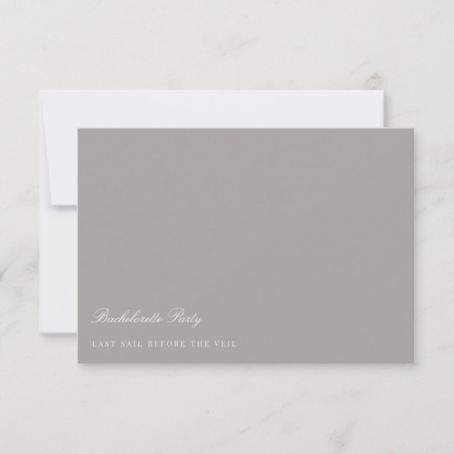 Script White & Gray Bachelorette Party Card (Front)