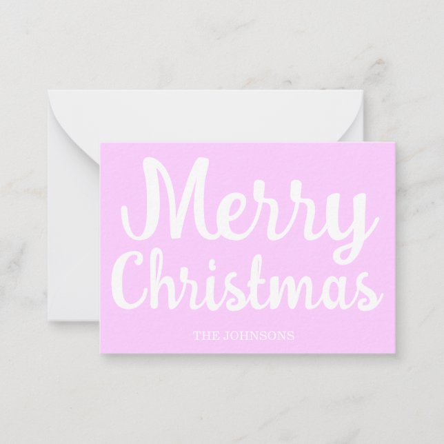 Script White Merry Christmas Purple Holiday Card (Front)