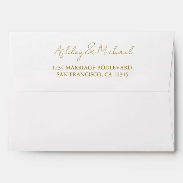 Script White Wedding Return Address Envelope (Back (Top Flap))