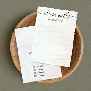 Script White Wood Necklace Bracelet Display Business Card