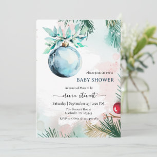 Script Winter Christmas boy Baby Shower Invitation