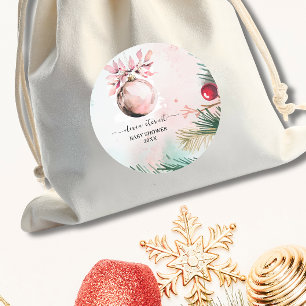 Script Winter Christmas Girl Baby Shower Classic Round Sticker