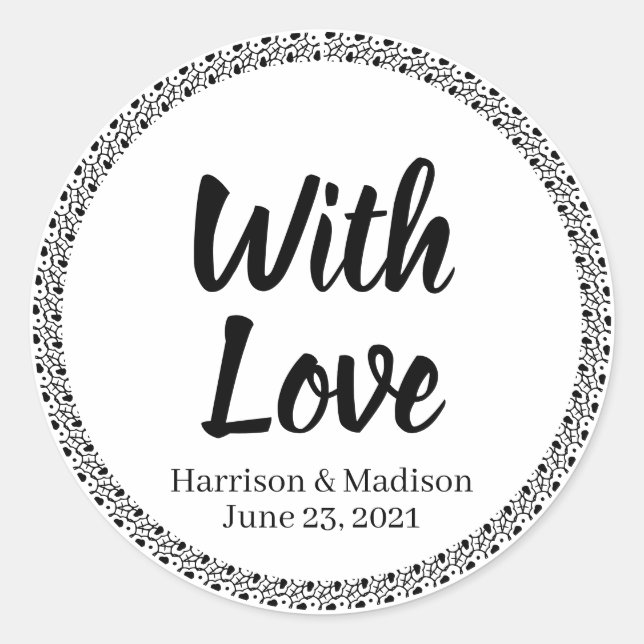 Script With Love Wedding gift favour tag stickers (Front)